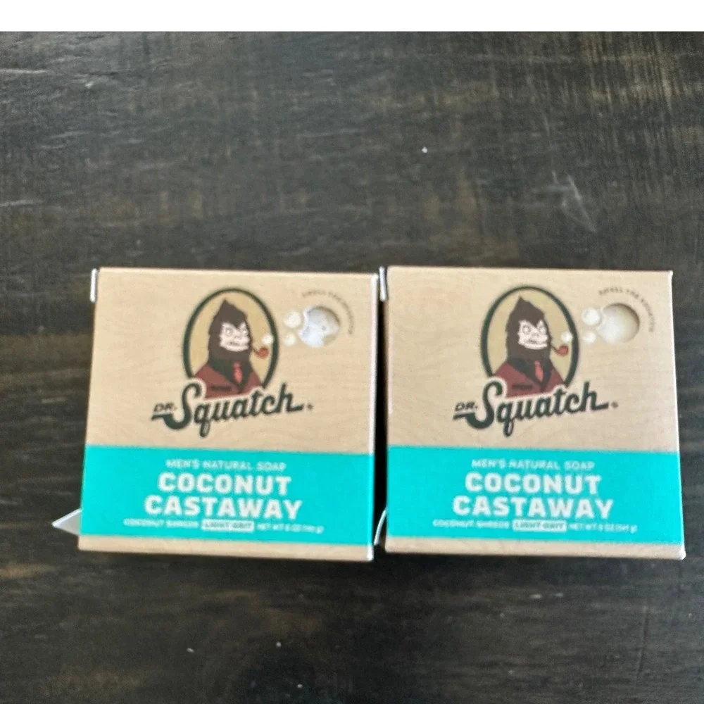 Dr. Squatch Coconut Castaway Men's Natural Bar Soap 5oz 2-Pack Cold Process